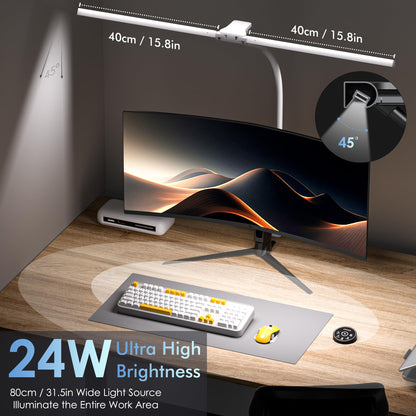 EYOCEAN Doppelkopf Schreibtischlampe Klemmbar - Mattweiss