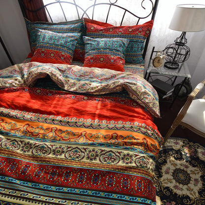 Qucover Bettwäsche 135x200 cm Baumwolle Boho mit Kissenbezug 80x80 cm, buntes Muster