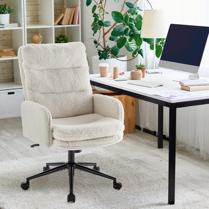 IWMH Bürostuhl mit hoher Rückenlehne aus Kaschmir, ergonomisch – weiss