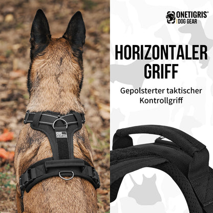 OneTigris Diesel Hundegeschirr, gepolstertes Brustgeschirr Schwarz M