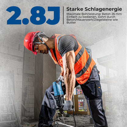 DongCheng Bohrhammer 800 W, SDS-plus, 2,8 J Schlagenergie, 4-in-1