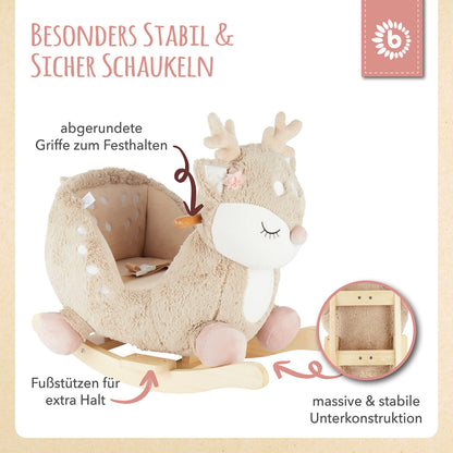 Bieco Plüsch Schaukeltier REH Holz Schaukelstuhl - 60 cm