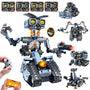 HiWEEGO Technik Roboter Bausatz 5-in-1 mit App, 699 Teile – silbergrauer Roboter mit LED-Augen