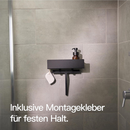 Designfabrik Hamburg Duschablage ohne Bohren Schwarz 30 cm