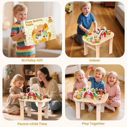 Montessori Holz Aktivitätstisch Farm Lernspielzeug Natur