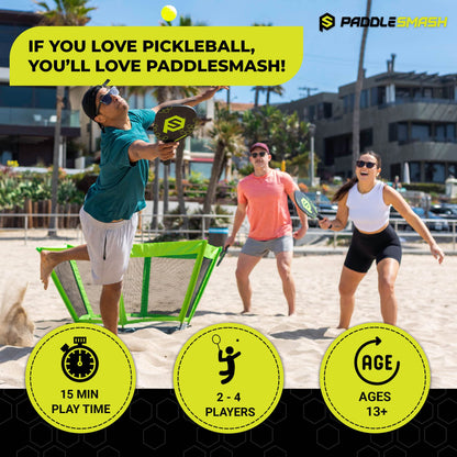 PaddleSmash Outdoor-Spielset – Pickleball-Roundnet mit 4 Paddeln