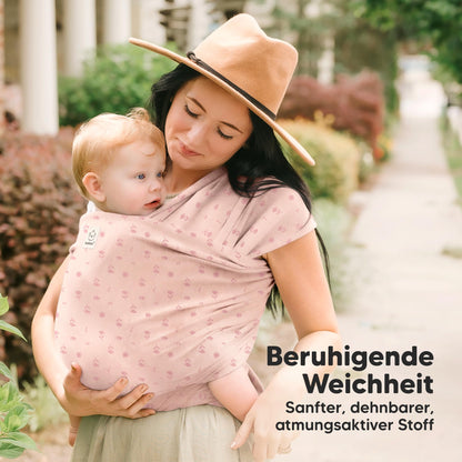 KeaBabies Babytragetuch ab Geburt, atmungsaktiv, Pink Daisies