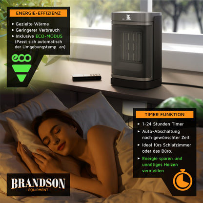 Brandson Keramik-Heizlüfter 1500 W mit Fernbedienung und ECO-Modus