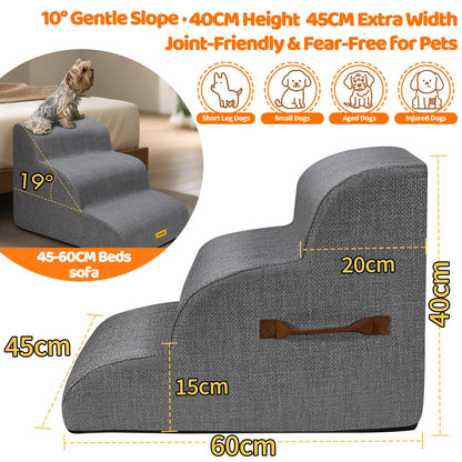 Gimars Hundetreppe mit 3 Stufen, 40 cm, waschbarer Bezug, rutschfest