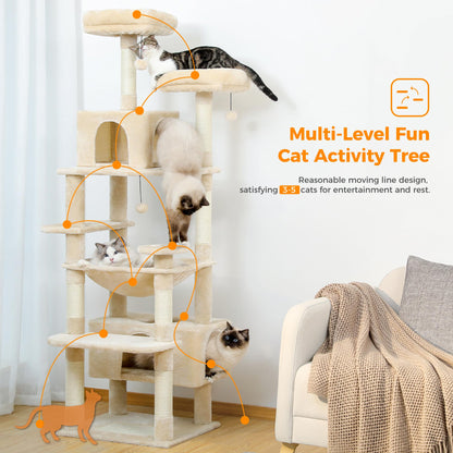 PAWZ Road Kratzbaum Grosse Katzen Stabil – 184cm Beige