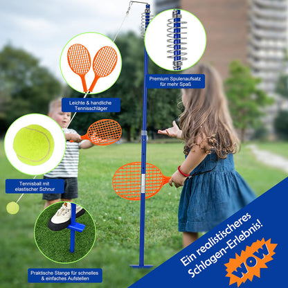 COSTWAY Tetherball Set, höhenverstellbar, mit Ball und 2 Schlägern