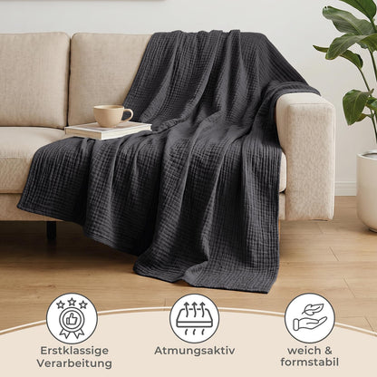 LAYNENBURG Musselin Tagesdecke 150x200 cm, 100% Baumwolle, Mintgrün