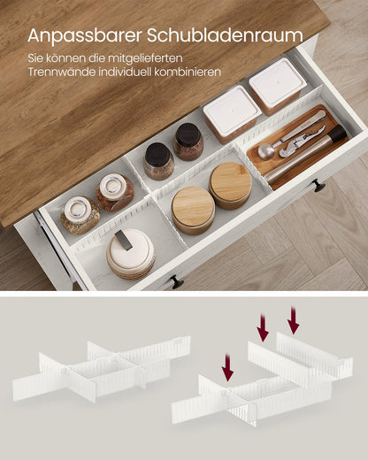 VASAGLE Küchenschrank BBK341W01 Sideboard – vintageweiss-honigbraun