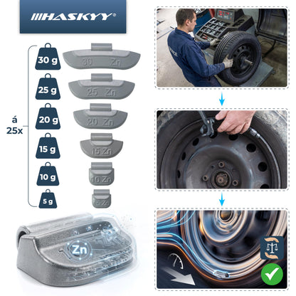 HASKYY Reifenmontage-Set 336-teilig mit Auswuchtgewichten und Ventilen