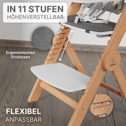 ZWERGHELD® Kinderhochstuhl ZS3 Set mitwachsend - Natur