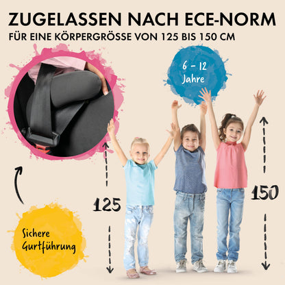 WALSER Andy Kindersitzerhöhung Auto ISOFIX i-Size R129 - Schwarz/Pink