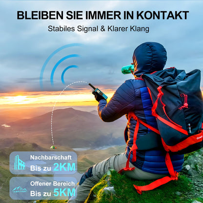 AWANFI Walkie Talkie 4er Set, aufladbare Funkgeräte, 16 Kanäle