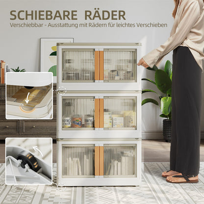 NETEL Faltbare Aufbewahrungsbox 72L – 4er Set Transparent mit Tür
