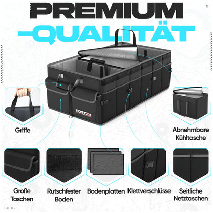FORTEM Kofferraum-Organizer Auto, faltbar, mit Deckel, 105 L
