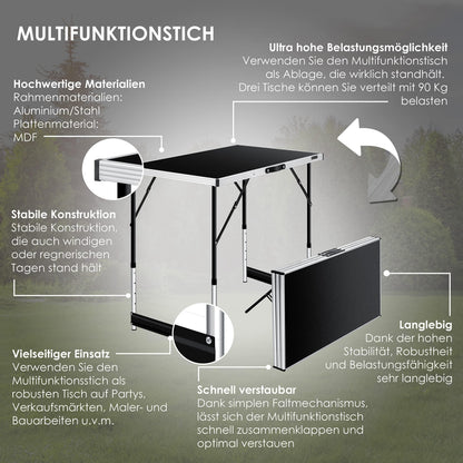 KESSER Multifunktionstisch Profi 3-teilig – Klapptisch höhenverstellbar