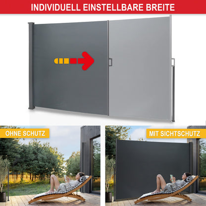 ONBEST Seitenmarkise ausziehbar 200 x 300 cm, Sicht- & Windschutz