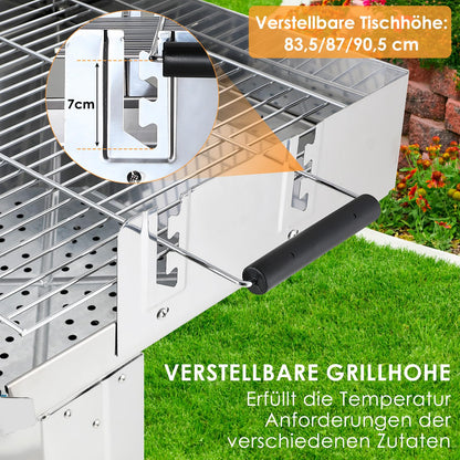 TLGREEN Holzkohlegrill 11550, Edelstahl Säulengrill höhenverstellbar
