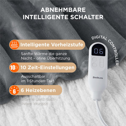 BEDSURE Heizdecke elektrisch mit Abschaltautomatik, 130 x 180 cm