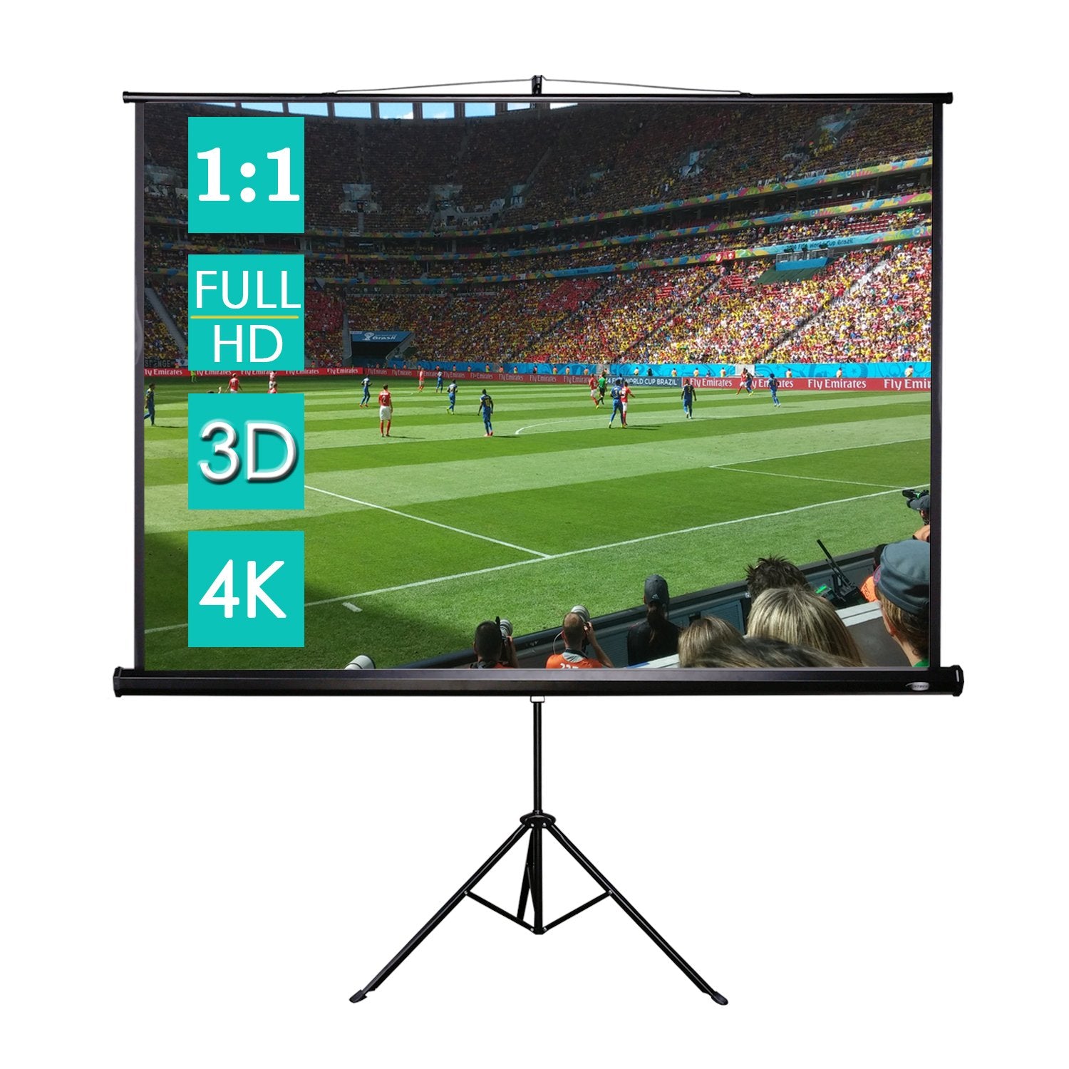 CCLIFE Beamer Leinwand Stativ - Rolloleinwand 99 Zoll: Weiße 99 Zoll Projektionsfläche auf Stativ. Perfekt für Heimkino & Präsentationen.