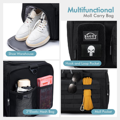 BAGZY Taktische Reisetasche 40L Sporttasche mit Rucksackfunktion