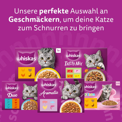 Whiskas Nassfutter in Gelee für Katzen, Geflügel Auswahl, 120 x 85 g
