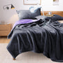 YISURE Wasserdichte Decke 230 x 203 cm, wendbar in Grau und Lila aus weichem Flanell