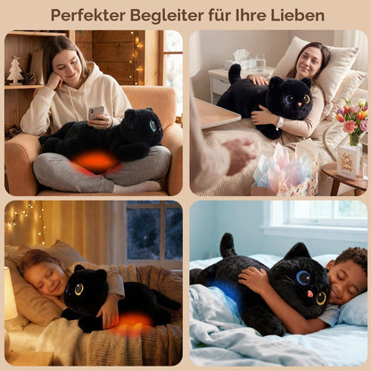 Mewaii Gewichtskuscheltier Schwarze Katze mit Wärmekissen, 2,3 kg