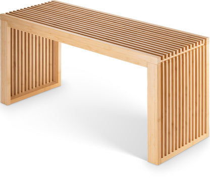 BAM BOO BOX Sitzbank Bambus ohne Lehne – 90x33x43 cm. Rechteckige Sitzbank aus hellem Bambus zum Sitzen, vielseitig einsetzbar.