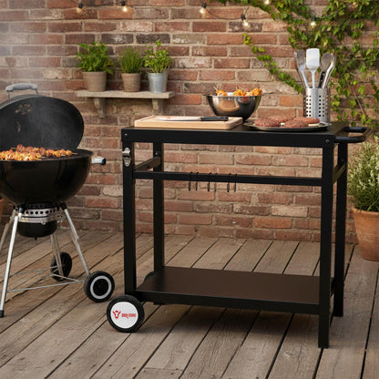 BBQ-Toro Grillwagen BQT3 schwarz, Grilltisch aus Stahl 85 x 50 x 81 cm