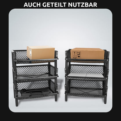 ARTECSIS Korbregal Kunststoff Stapelregal – 6 Elemente Schwarz