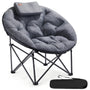 EVER ADVANCED Luxus Moonchair XXL Campingstuhl - Grau. Runder, grauer Faltsessel zum Sitzen beim Camping.