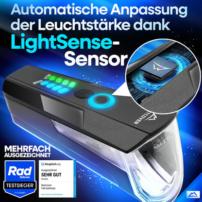NEXTCOVER Fahrradlicht Set mit LightSense Sensor, LED vorne & hinten
