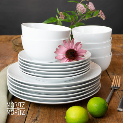 Moritz & Moritz BASIC 36-tlg. Geschirrset 12 Pers. Porzellan Weiss