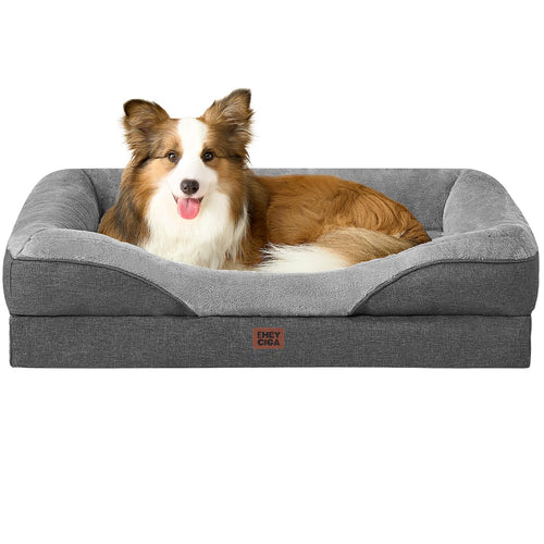 EHEYCIGA Orthopädisches Hundebett Memory Foam Mittel Grau. Graues Bett mit Memory Foam bietet Gelenkentlastung.