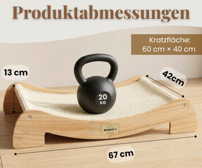 Mookie's Kratzbrett XL 67x42 cm – 2-in-1 Katzenliege aus Massivholz