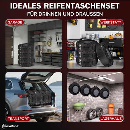 moveland Reifentaschen 4er Set, wasserdichte Reifenhüllen 18-22 Zoll