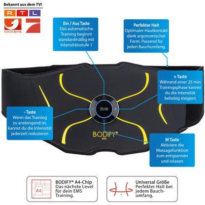 Bodify EMS Bauchtrainer Max – Stimulationsgerät für Bauchmuskeln