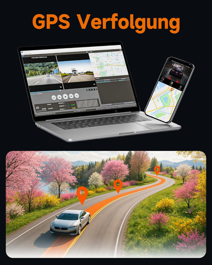 HUPEJOS 360° Dashcam Auto 4 Kanal FHD 1080P GPS WiFi Nachtsicht