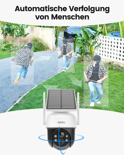 aosu Überwachungskamera Aussen 2K Solar Akku 360° PTZ