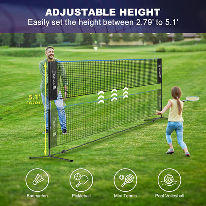 BAGAIL Sportnetz Faltbar Höhenverstellbar – Badminton Tennis Volleyball