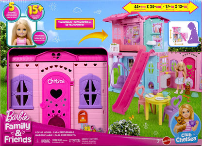 Barbie Chelsea Pop-up Puppenhaus mit Puppe, Hund und Zubehör JFW49