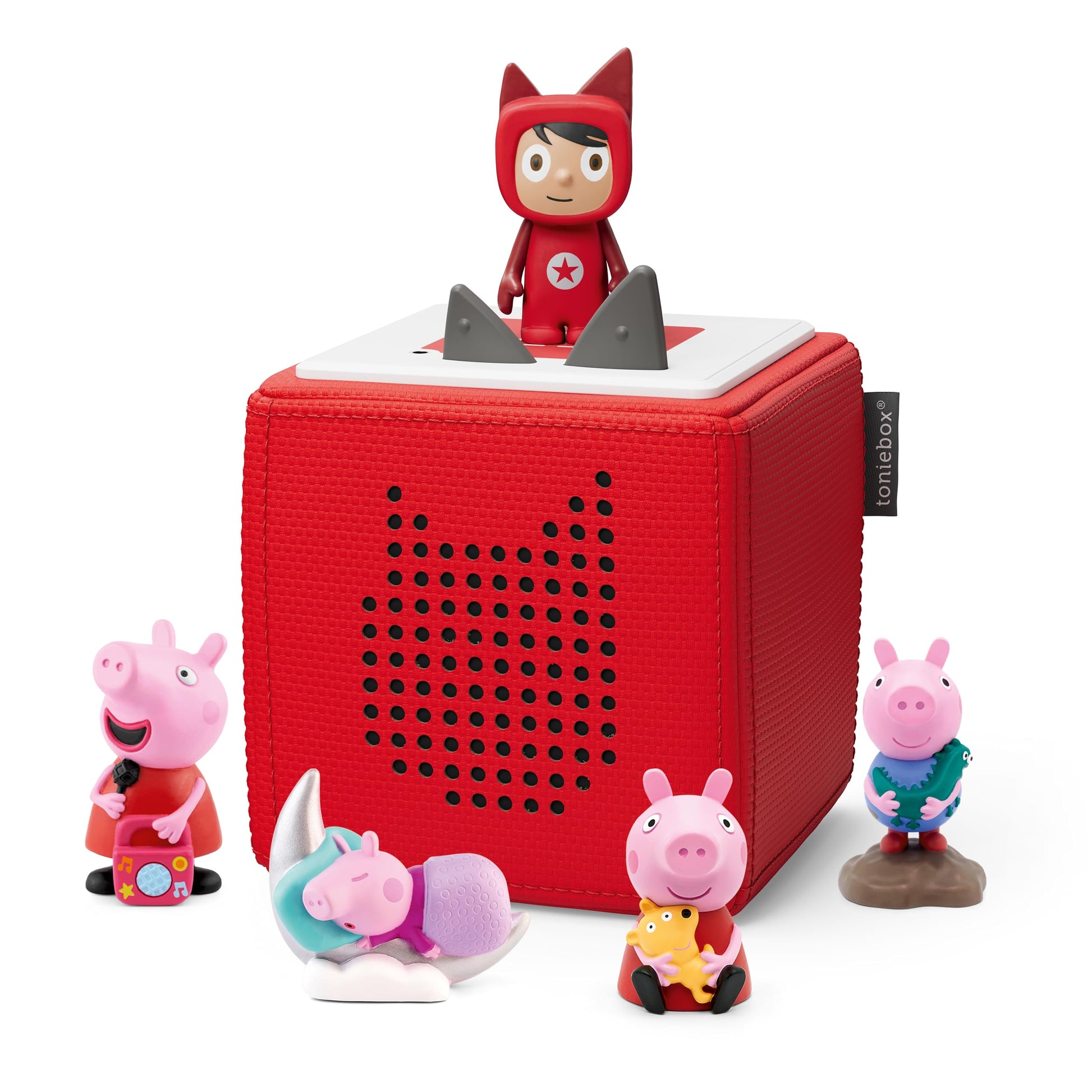 Toniebox Starterset Extrapack Hörspielbox – Rot Peppa Pig: Roter, weicher Audio-Würfel mit Peppa Pig Tonie. Spielt Hörspiele durch Aufstellen von Tonies.