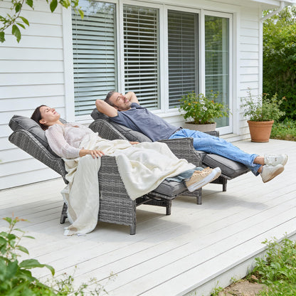 COMLAX FIELD Relaxsessel aus Rattan mit Liegefunktion, Dunkelgrau