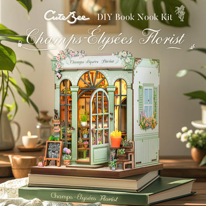 CUTEBEE Book Nook Kit Champs-Élysées Florist, 3D-Holzpuzzle, 199 Teile