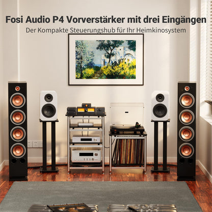 Fosi Audio P4 Mini Preamp Stereo Vorverstärker - 3x RCA